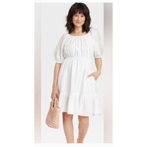Knox Rose Dress Sz L white Boho Flowy Embroidered Pheasant